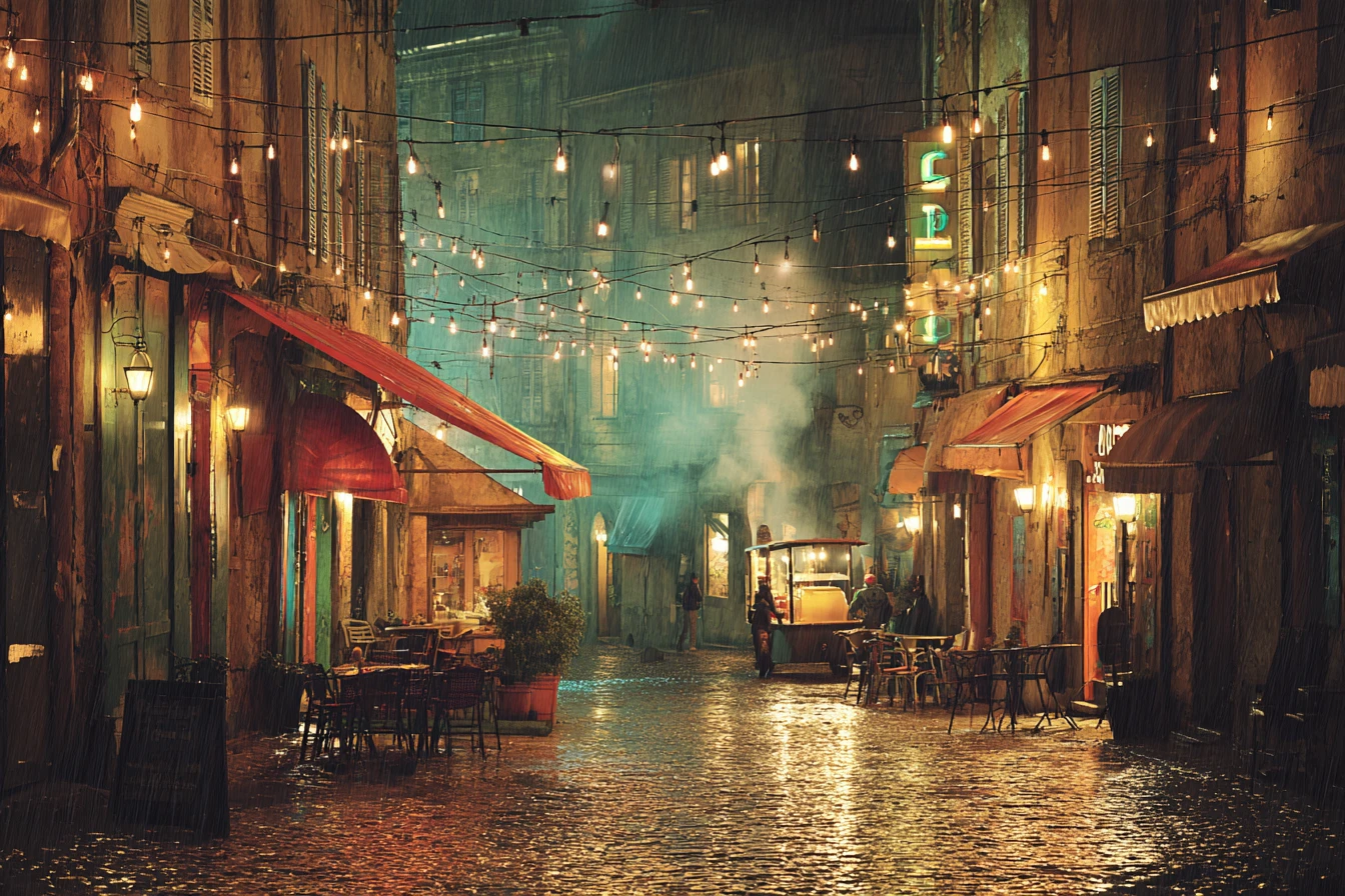 Midjourney V7 — Rainy Night Street